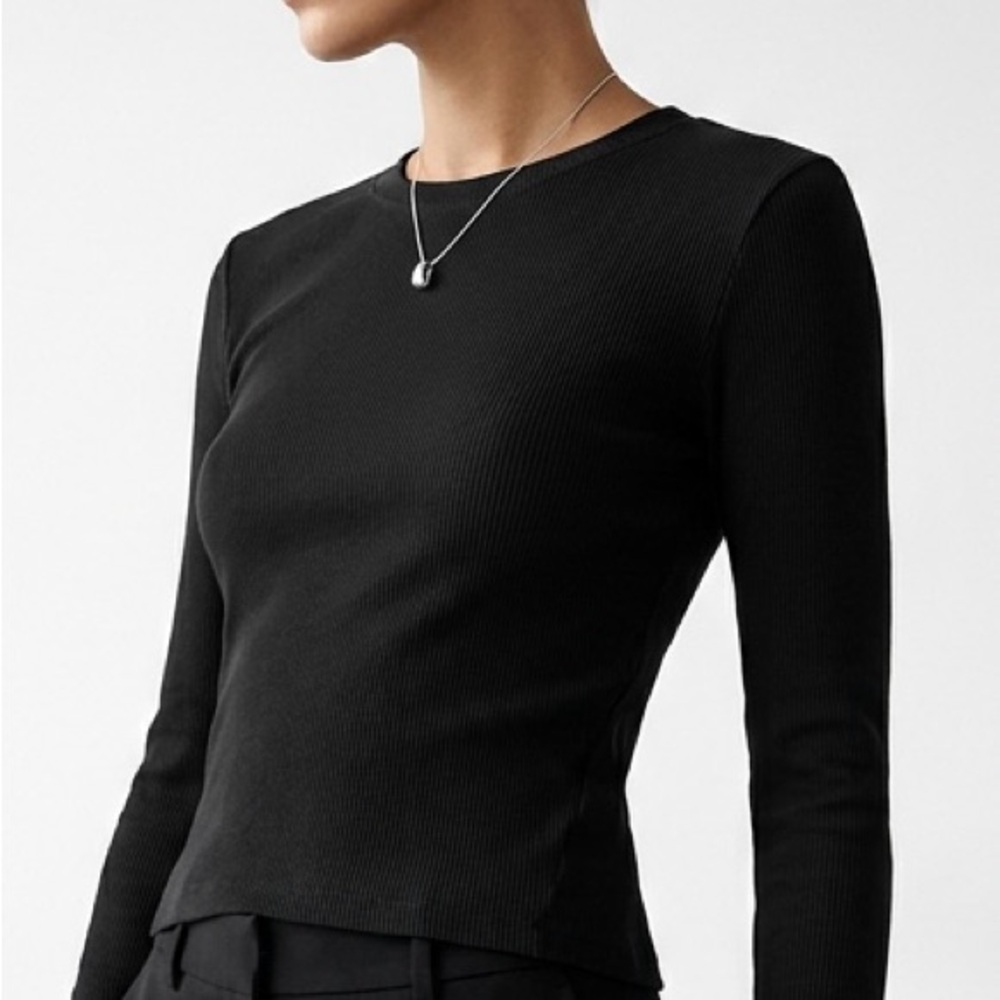 Abercrombie & Fitch softAF Ribbed Long Sleeve Baby Tee - Black (XL)